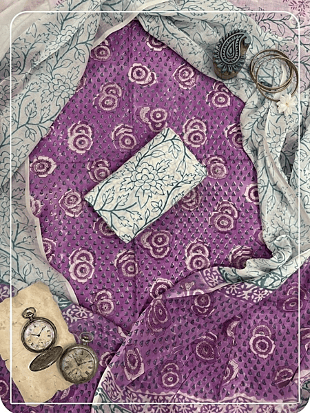 Cotton Sanganeri Print 3Pc Suit #13