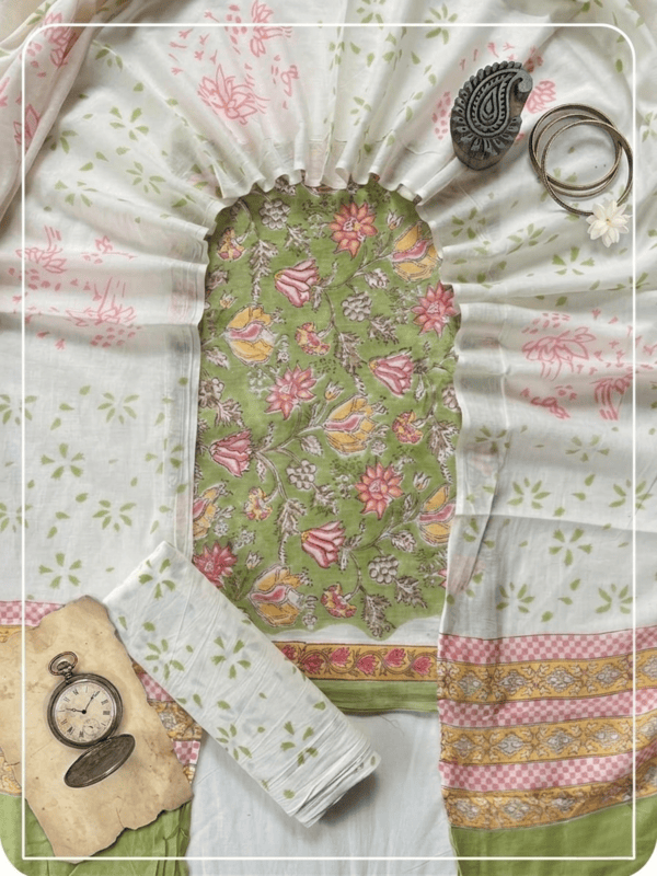 Cotton Sanganeri Print 3Pc Suit #02