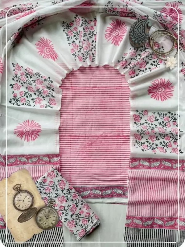 Cotton Sanganeri Print 3Pc Suit #08