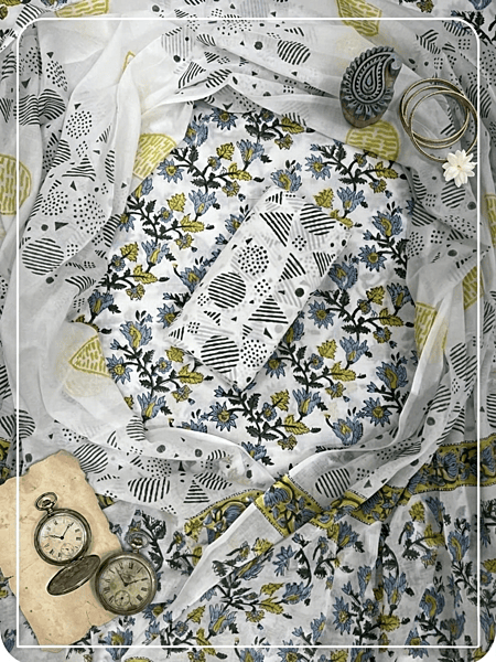 Cotton Sanganeri Print 3Pc Suit #14