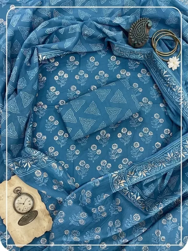 Cotton Sanganeri Print 3Pc Suit #09