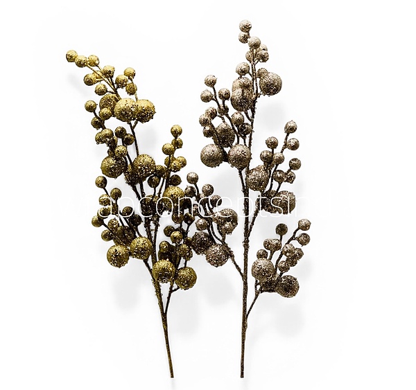 Glitter Berry Branch - Gold/Champagne