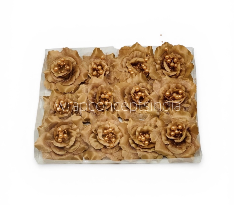 Cherry Wood Rose With Pearls Center