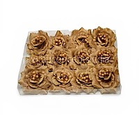Cherry Wood Rose With Pearls Center
