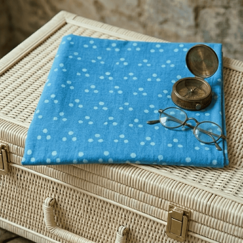 Slub Cotton Akola Firozi Polka Dabu Print