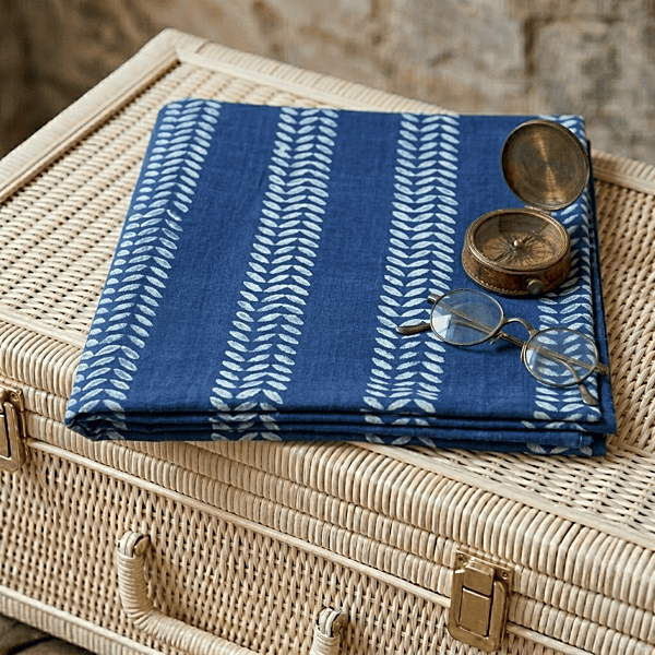 Slub Cotton Akola Indigo Stripes Dabu Print