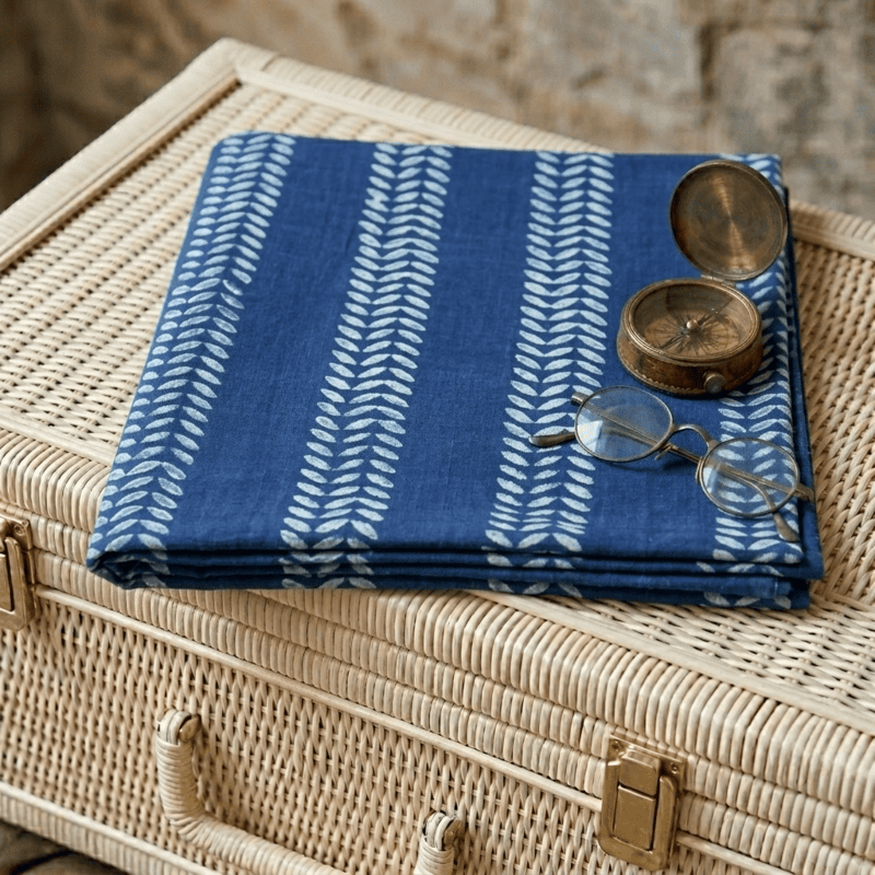 Slub Cotton Akola Indigo Stripes Dabu Print