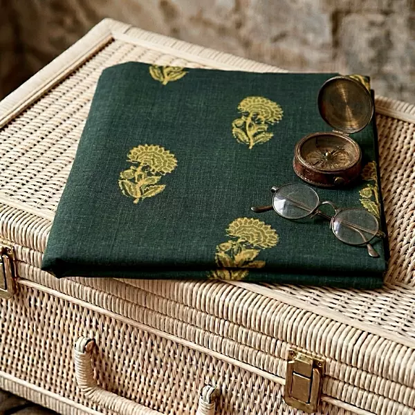 Slub Cotton Akola Green Buta Dabu Print