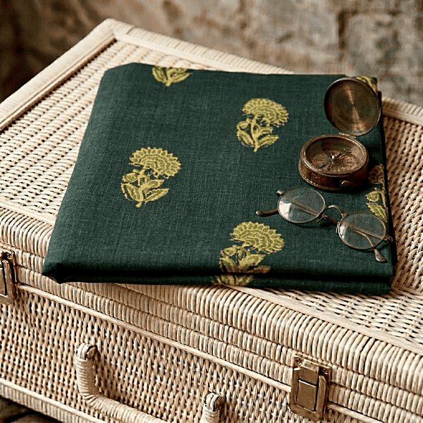 Slub Cotton Akola Green Buta Dabu Print