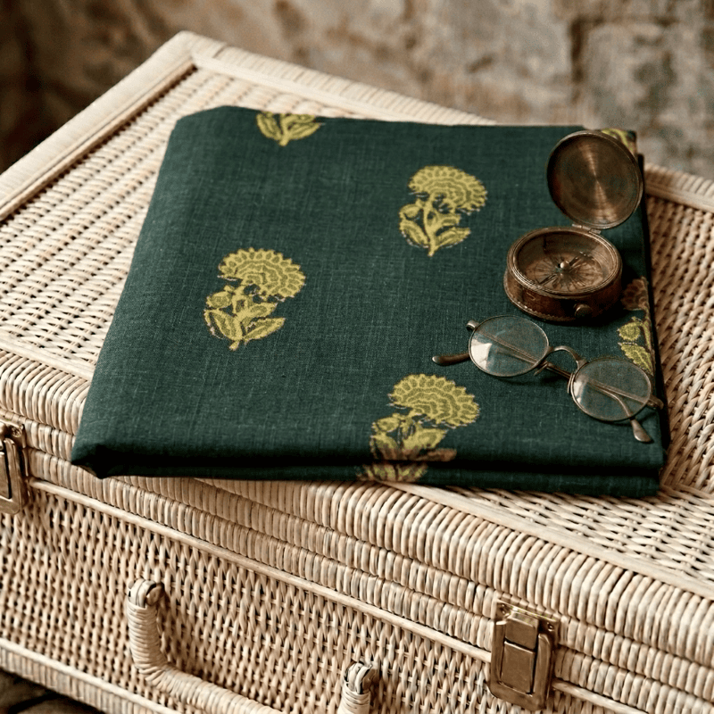 Slub Cotton Akola Green Buta Dabu Print