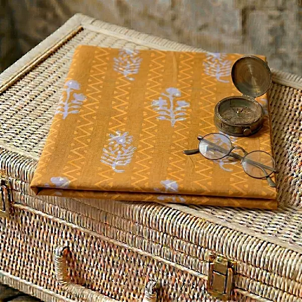 Cotton Akola Yellow Stripes Dabu Print