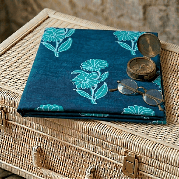 Cotton Akola Teal Buta Dabu Print