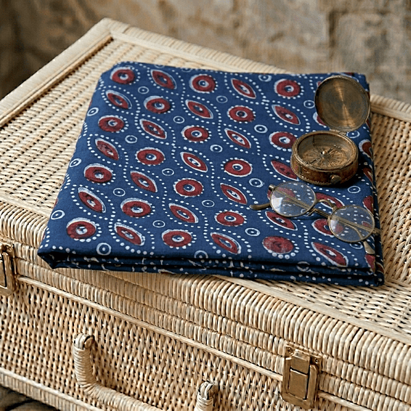 Cotton Akola Indigo Bandhana Dabu Print