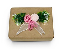 Pink Floral Gift Topper with Greenery & Ribbon – Pack of 6