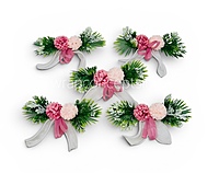Pink Floral Gift Topper with Greenery & Ribbon – Pack of 6