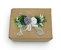 Slate & White Floral Gift Topper with Greenery & Ribbon – Pack of 6
