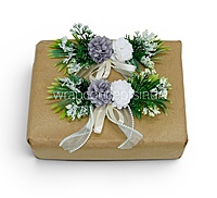 Slate & White Floral Gift Topper with Greenery & Ribbon – Pack of 6