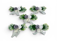 Slate & White Floral Gift Topper with Greenery & Ribbon – Pack of 6