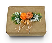 Orange & Tan Floral Gift Topper with Greenery & Ribbon – Pack of 6
