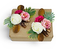 Rustic Pink & Ivory Floral Gift Topper - Pack of 6
