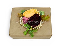 Yellow & Wine Floral Gift Accent with Greenery – Pack of 6