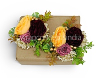 Yellow & Wine Floral Gift Accent with Greenery – Pack of 6