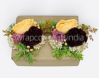 Yellow & Wine Floral Gift Accent with Greenery – Pack of 6