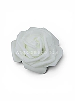 White Medium Foam Rose with Leaves