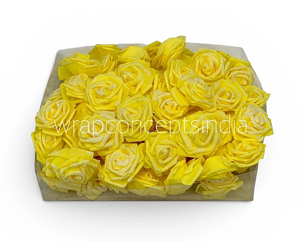 Yellow Glitter Foam Rose