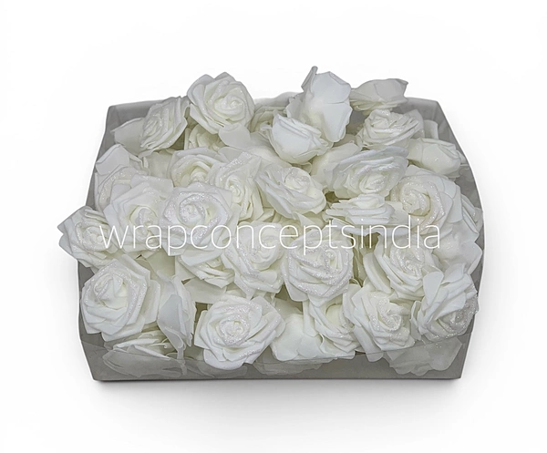 White Glitter Foam Rose