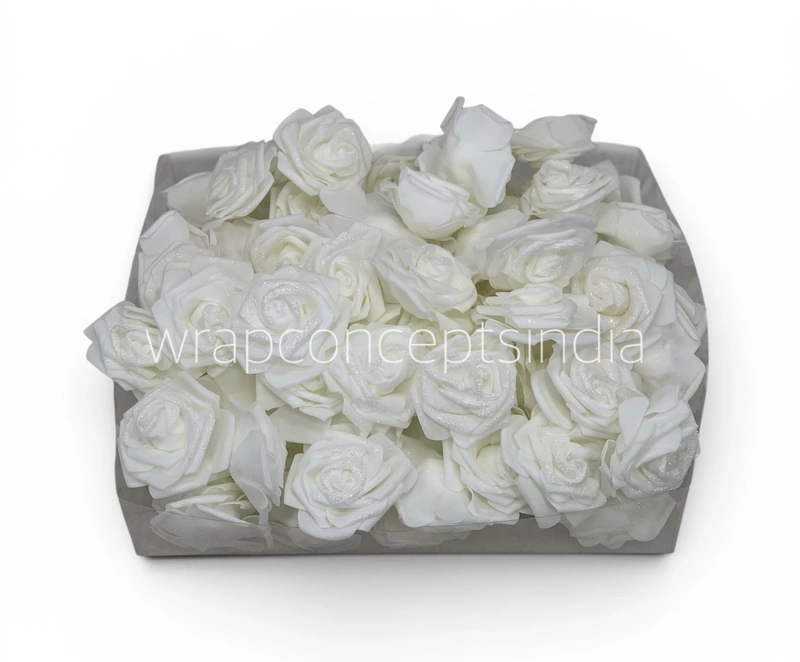 White Glitter Foam Rose