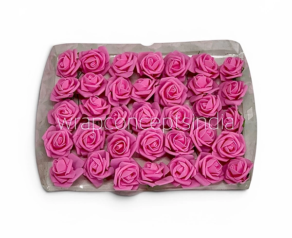 Small Pink Foam Rose on stick