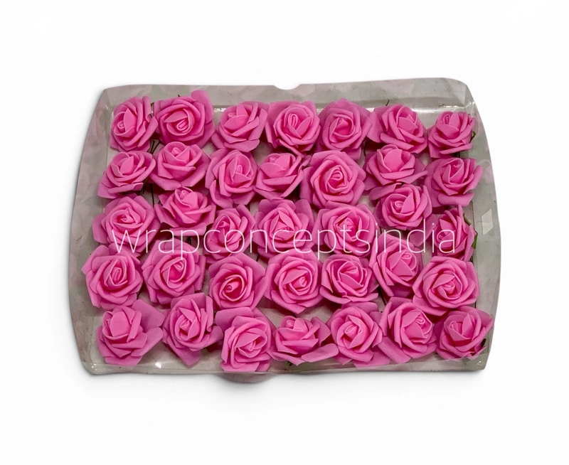 Small Pink Foam Rose on stick