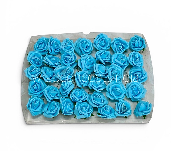 Small Sky Foam Rose on stick
