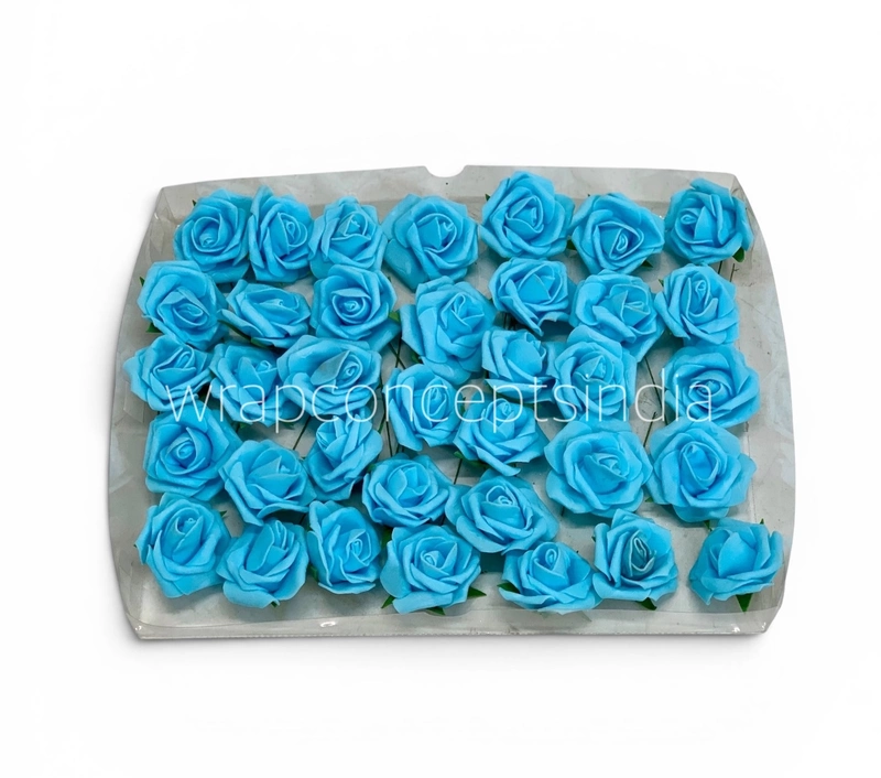 Small Sky Foam Rose on stick