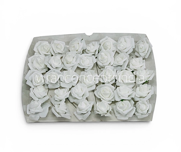 Small White Foam Rose on stick