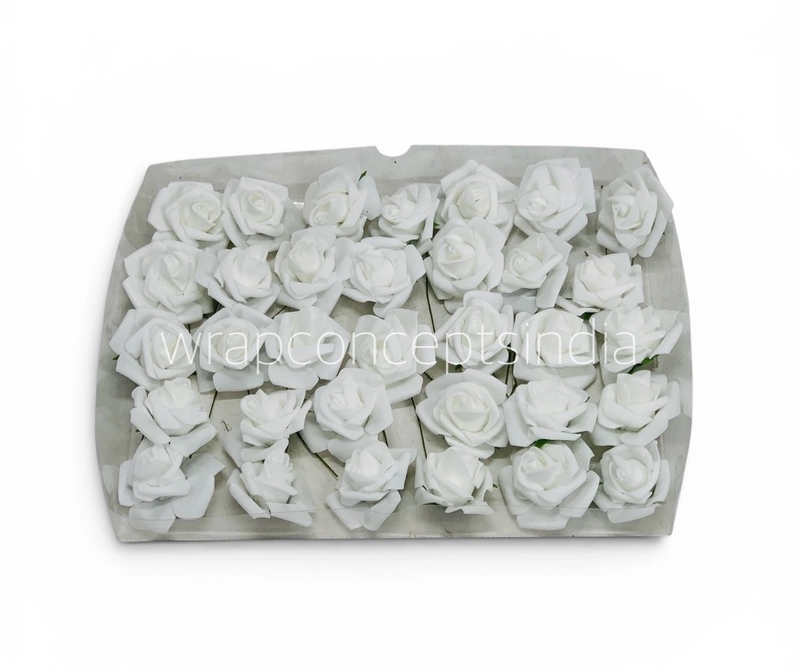 Small White Foam Rose on stick
