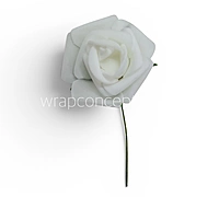 Small White Foam Rose on stick