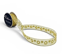 Gold Snowflake Glitter Organza Ribbon