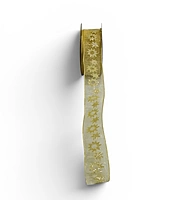 Gold Snowflake Glitter Organza Ribbon