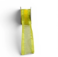 Sheer Ribbon with Striped Edges-Yellow-10 yards-4 cms