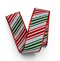 Candy Cane Stripe Wired Burlap Ribbon