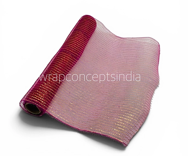 Net with Thin Silver Stripes - Peach