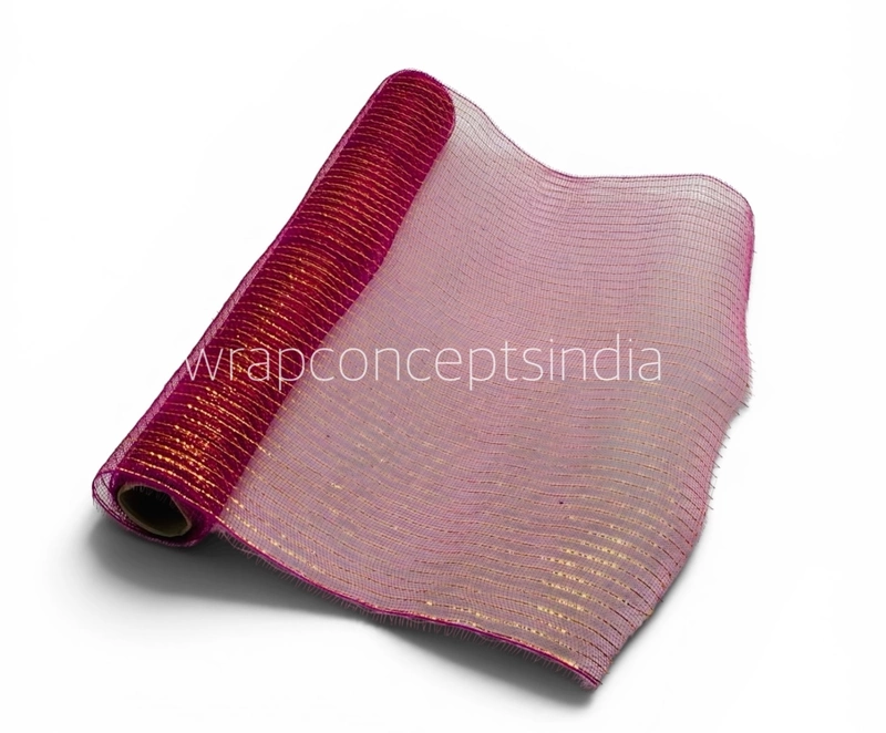 Net with Thin Silver Stripes - Peach