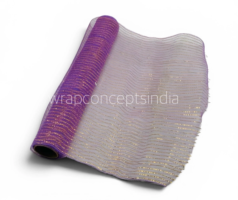 Net with Thin Gold Stripes - Lilac