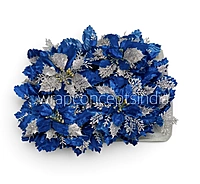 Royal Blue Silver Glitter Floral Pick