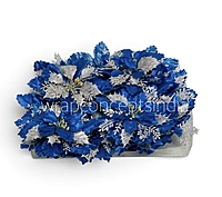 Royal Blue Silver Glitter Floral Pick