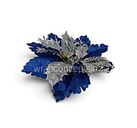Royal Blue Silver Glitter Floral Pick