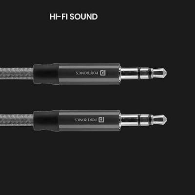 Portronics Aux 5 Stereo Audio Aux Cable 1.5m – 3.5mm Metal Connectors, Nylon Braided, Universal Compatibility (Grey) Portronics Aux 5 Stereo Audio Aux Cable 1.5m – 3.5mm Metal Connectors, Nylon Braided, Universal Compatibility (Grey)