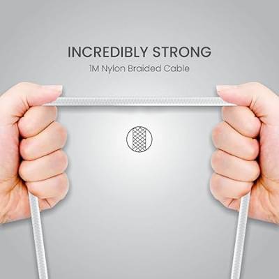 Portronics Konnect B+ 8 Pin Usb Cable 3.0 Amp Output with Charge & Data Sync with 1m (White)